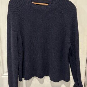 Eileen Fisher Women’s 100% Italian Fine Merino Wool Ribbed Sweater Navy, Sz Med
